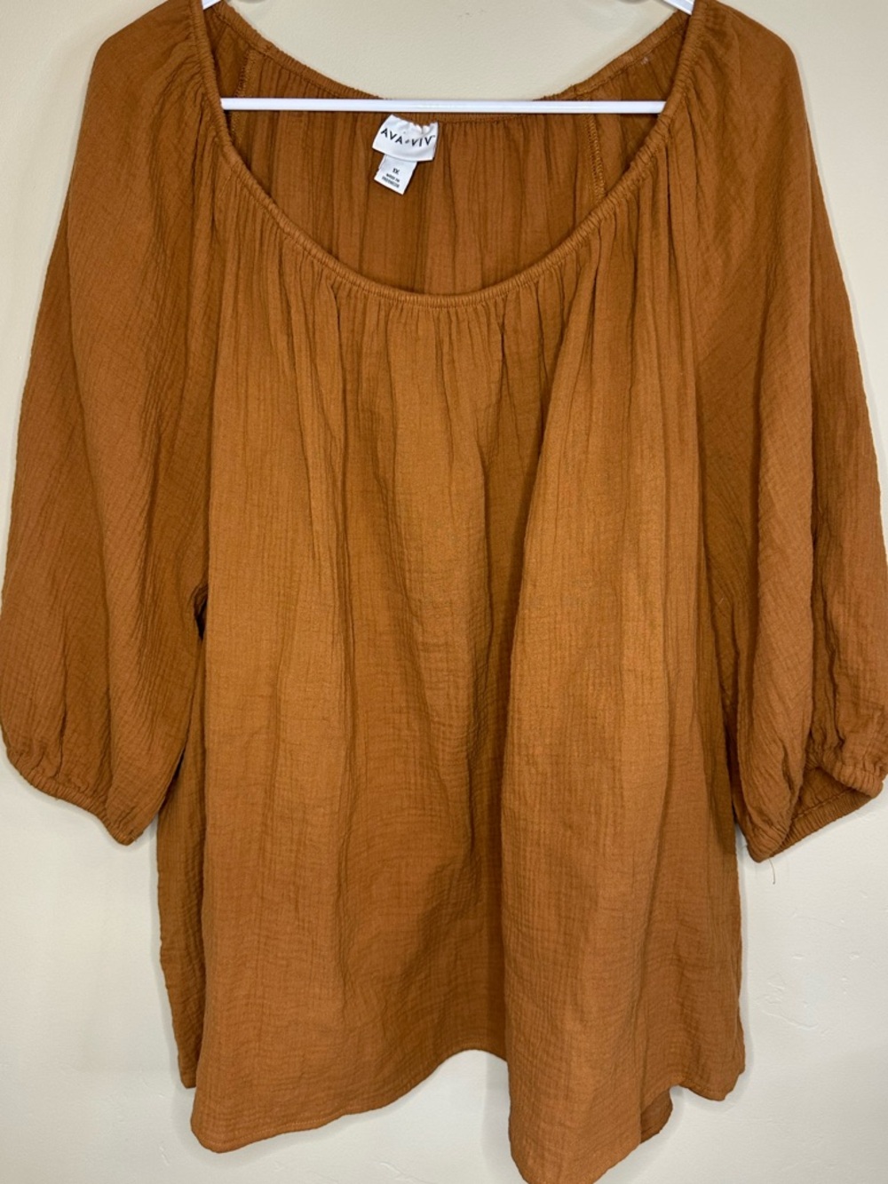 Ava & Viv Rust Brown Peasant Tunic